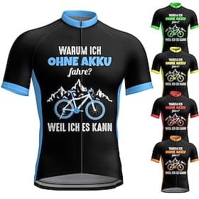 Men's Cycling Jersey Graphic Letter  Number Funny Short Sleeve Bike Jersey Top with 3 Rear Pockets Mountain Bike MTB Road Bike Cycling Quick Dry Reflective Str