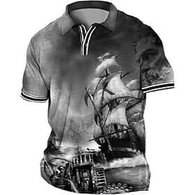 Men's Plus Size Polo Shirt Big and Tall Graphic Prints Turndown Print Short Sleeve Spring  Summer Sports Fashion Streetwear Designer Outdoor Street Tops
