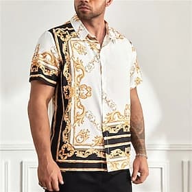 Men's Plus Size Summer Hawaiian Shirt Big and Tall Floral Turndown Print Short Sleeve Spring  Summer Tropical Fashion Hawaiian Outdoor Street Tops