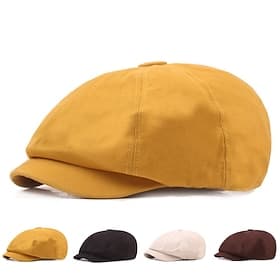 Per uomo Berretto cappello Cappello da strillone Nero Giallo Cotone Streetwear Moda Informale Esterno Giornaliero Per uscire Liscio Crema solare