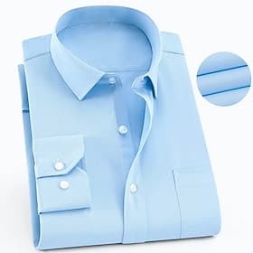 Men's Dress Shirt Black White Pink Long Sleeve Plain Turndown Summer Spring  Summer Wedding Outdoor Clothing Apparel Front Pocket