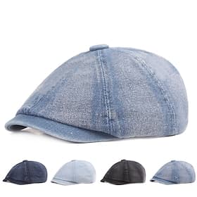 Hombre Sombrero de la boina Sombrero de vendedor de periódicos Negro Azul Piscina Vaqueros Ropa de calle Elegante Casual Exterior Diario Noche Plano Filtro Sol
