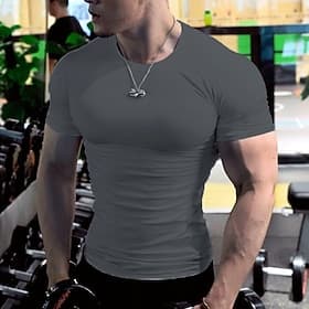 Men's Solid Colored Gym Shirt Running Shirt Summer Short Sleeve Athletic Athleisure Quick Dry Soft Sweat wicking Breathable Running Jogging Training Bodybuildi