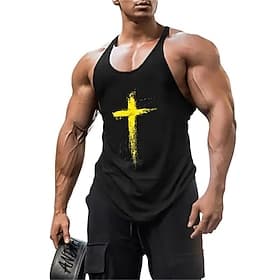 Men's Bible Graphic Cross Tank Top Vest Top Undershirt Graphic Tee Sleeveless Shirt Sleeveless T shirt Crew Neck Shirt Fashion Streetwear Muscle Sports  Outdoo