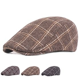 Men's Flat Cap Tweed Cap Red Blue Woolen Print Streetwear Stylish 1920s Fashion Outdoor Daily Going out Lattice Warm