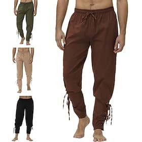 Men's Joggers Trousers Casual Pants Drawstring Elastic Waist Solid Color Stage Streetwear Fashion Punk  Gothic Loose Fit Black White