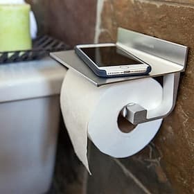 Toilet Paper Holder No Drilling Required Toilet Paper Holder with Shelf Self-Adhesive Toilet Roll Holder with Patented Adhesive Toilet Roll Holder Wall Mounted