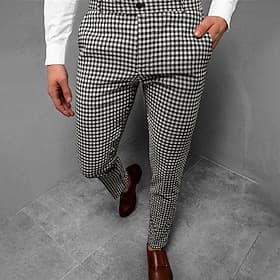 Homme Pantalon Chino Pantalons de Jogging Pantalon habillé à carreaux Poche Treillis Respirable Extérieur Toute la longueur Entreprise du quotidien Classique C