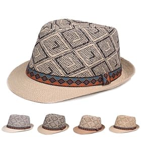 Men's Straw Hat Black Blue Licorice Braided Streetwear Stylish Casual Daily Outdoor clothing Holiday Diamond Pattern Sunscreen Breathability
