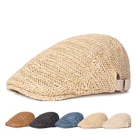 Men's Flat Cap Straw Hat Black Cream Polyester Fashion Streetwear Stylish 1920s Fashion Outdoor Daily Going out Plain Breathability