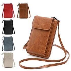 Women's Vintage Faux Leather Crossbody Wallet with Zipper, Phone Holder  Card Slots - Stylish Small Leather Bag for Daily Use, Travel, and Casual Outings