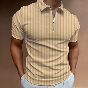 Men's Textured Muscle Shirt Vacation Work Turndown Quarter Zip Short Sleeve Fashion Classic Style Plain Half Zip Quarter Zip Summer Slim Fit Light Blue Black W
