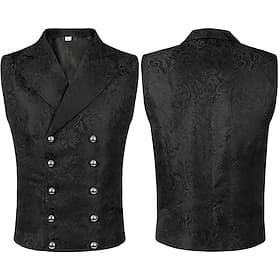Retro Vintage Medieval Renaissance Coat Waistcoat Prince Knight Ritter Nobleman Jacquard Fancy Dress Men's Steampunk Adults' waistcoat