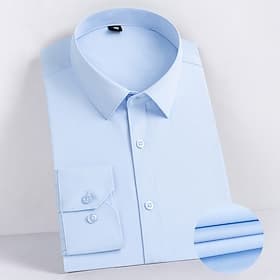 Men's Shirt Dress Shirt Casual Shirt Button Up Shirt Plain Wedding Office / Career Black White Pink Dark Navy Long Sleeve Turndown Spring  Summer Clothing Appa
