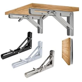2pcs Heavy Duty Folding Shelf Brackets - 8, 10  12 - Wall Mounted for Bench Table with Screws