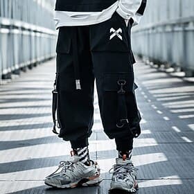 Men's Cargo Pants Cargo Trousers Trousers Baggy Techwear Flap Pocket Plain Comfort Breathable Outdoor Daily Going out Fashion Streetwear Black