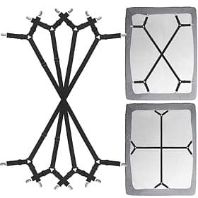 Bed Sheet Clip Straps - 2 Way Adjustable Crisscross Sheet Corner Holder Straps Gripper Elastic Sheet Band Mattress Straps Fasten Suspenders
