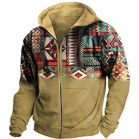 Men's Color Block Graphic Prints Hoodie Hoodies Sweatshirt Streetwear Designer Ethnic Casual Long Sleeve Hooded Daily Sports  Outdoor Sports Holiday Blue Purpl