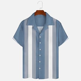 Voor heren Kleurenblok Geometrisch patroon Overhemd Zomer overhemd Normaal shirt Korte mouw Modieus Jaren '50 Casual Dagelijks Vakantie Uitgaan Zomer Kamp kraa