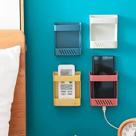 Wall-mounted Mobile Phone Plug Charging Remote Control Storage Box BracketInstalling Organizer Bracket Without Punching