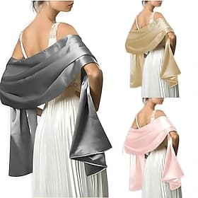 Hochzeits-Braut-Satin-Chiffon-Abendschal für Frauen, seidiger, einfarbiger Schal, Wickel, Stola für Hochzeiten, Brautjungfern, Abschlussbälle, Partys