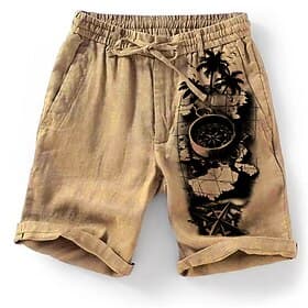 Men's Graphic Coconut Tree Map Shorts Summer Shorts Beach Shorts Mid Waist Streetwear Hawaiian Designer Casual Daily Holiday Drawstring Elastic Waist 3D Print