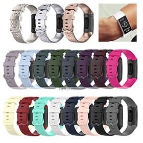 Smart Watch Band for Fitbit Charge 4 Charge 3 Charge 3SE Silicone Smartwatch Strap Soft Breathable Sport Band Classic Buckle Replacement Wristband(Smartwatch N