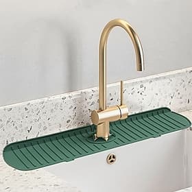1 tappetino per rubinetto in silicone amplificatore; paraspruzzi, (design aggiornato) maniglia del rubinetto vassoio raccogli gocce d'acqua e paraspruzzi, gadg