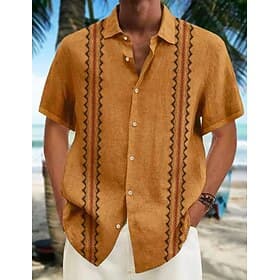Men's Summer Shirt Casual Shirt Beach Shirt Graphic Prints Vacation Hawaiian White Yellow Blue Gray Short Sleeve Lapel Spring  Summer Clothing Apparel Print