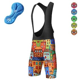 Men's Graphic Cycling Bib Shorts Bike Bottoms Mountain Bike MTB Road Bike Cycling Sports 3D Pad Cycling Quick Dry Moisture Wicking Blue Orange Spandex Clothing
