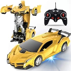 Remote Control Transform Car Robot Toy With Lights Deformation RC Car 360Rotating Stunt Race Car Toys Christmas Gift
