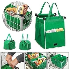 Thickened Green Supermarket Cart Shopping Bag Storage Fabric Bag Non Woven Handbag Tv Product Grab Bag