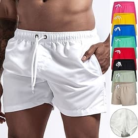 heren zwemshorts zwembroek met mesh voering boardshort sneldrogende bodems ademend rekbaar trekkoord met zakken - zwemmen surfen strand watersporten effen lent thumbnail 3