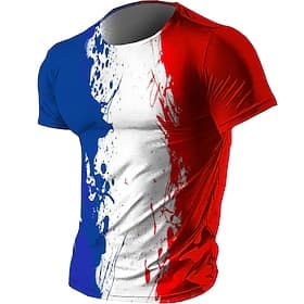 Homme Graphique France Drapeau national T-shirt Manche Courte T-shirt Impression 3D Col ras du cou Chemise ancien Mode Designer Occasionnel Quotidien Extérieur