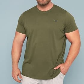 Per uomo Plus Size Grande Alto maglietta Magliette Girocollo Verde Maniche corte Esterno Per uscire Liscio Abbigliamento Misto cotone Streetwear Moda Informale