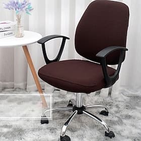 Waterproof Computer Office Chair Cover Stretch Rotating Gaming Seat Slipcover Elastic  Polar Fleece Black Solid Color Soft Durable Washable