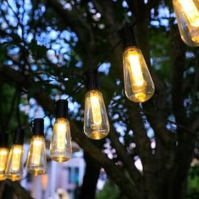Elegant Wedding Party Reception 5M 20LED Solar Globe String Lights with Remote, Retro G50 Bulbs, IP65 Waterproof for Outdoor Garden Party, Holiday Home Decorat