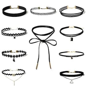 Necklace Lace Chocker Set Black Velvet Choker Set Classic Gothic Tattoo Lace Chokers Punk  Goth Lolita Cosplay Women's Costume Jewelry Fashion Jewelry