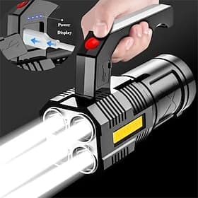 High Power Four-cell LED Flashlight USB Rechargeable Powerful LED Flashlight Camping Super Bright Flashlight Cycling Light