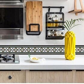 Cool Wallpapers Geometric Wallpaper Border Waistline Wall Mural Peel and Stick Self Adhesive PVC/Vinyl Modern Wall Decal for Room 12x500cm/4.72''x196.8''