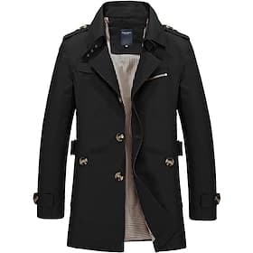 Men's Winter Coat Windbreaker Field Coat Trench Coat Business Casual Winter Fall  Winter Polyester Windbreaker Outerwear Clothing Apparel Streetwear Solid Colo