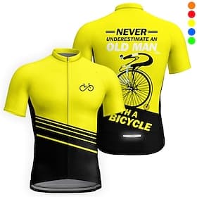 Men's Cycling Jersey Graphic Letter  Number Short Sleeve Bike Jersey Top with 3 Rear Pockets Mountain Bike MTB Road Bike Cycling Quick Dry Reflective Strips Ba