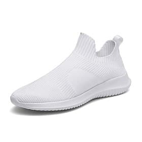 Men's Shoes Loafers  Slip-Ons Plus Size Flyknit Shoes Running Walking Casual Daily Knit Tissage Volant Breathable Loafer Black and White Black White Spring Fal