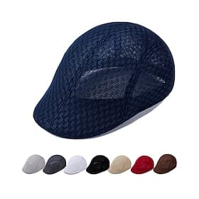 Homme Casquette Plate Noir Blanche Polyester Voyage Plage Vacances Plage Plein Ecran Solaire