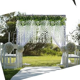 Wisteria Artificial Flowers Garland, 200Cm/79 Artificial Wisteria Vine Silk Hanging Flower For Home Garden Outdoor Ceremony Wedding Arch Floral Decor