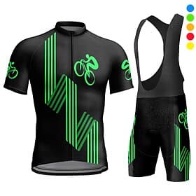 Men's Cycling Jersey with Bib Shorts Short Sleeve Mountain Bike MTB Road Bike Cycling Summer Blue Yellow Red Graphic Funny Bike 3D Pad Quick Dry Back Pocket Mo