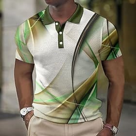 Herren Geometrisch Waffel-Poloshirts Golfshirt Kurzarm Polo-Shirts Hemden mit Kragen Business-Casual Urlaubskleidung Formelle Kleidung Festivalkleidung 3D-Druc thumbnail 2