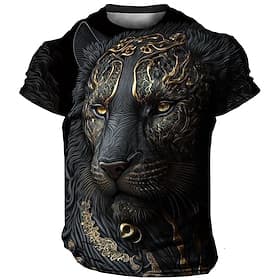 Herren Grafik Tiermotiv Tiger T Shirt Kurzarm T-Shirt 3D-Druck Rundhalsausschnitt Hemd Vintage Mode Designer Outdoor Täglich Sport Hellgelb Dunkelgelb Gelb Frü