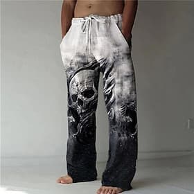 Homme Pantalon pantalon été Pantalon de plage Cordon Taille elastique Impression 3D Crânes Imprimés Photos Confort Casual du quotidien Vacances Vêtement de rue