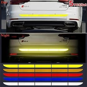 5pcs/set Car Reflective Stickers Waterproof Car Warning Sticker Reflective Tape Car Decals Stickers Car Trunk Body Auto Accessories
